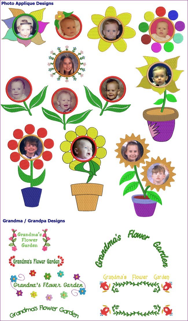  Grandma flower garden machine embroidery designs